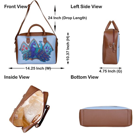 Printed Leather Buisness Top Handle Crossbody Bag for Women for Work, Daily Use - Picture 3 of 10